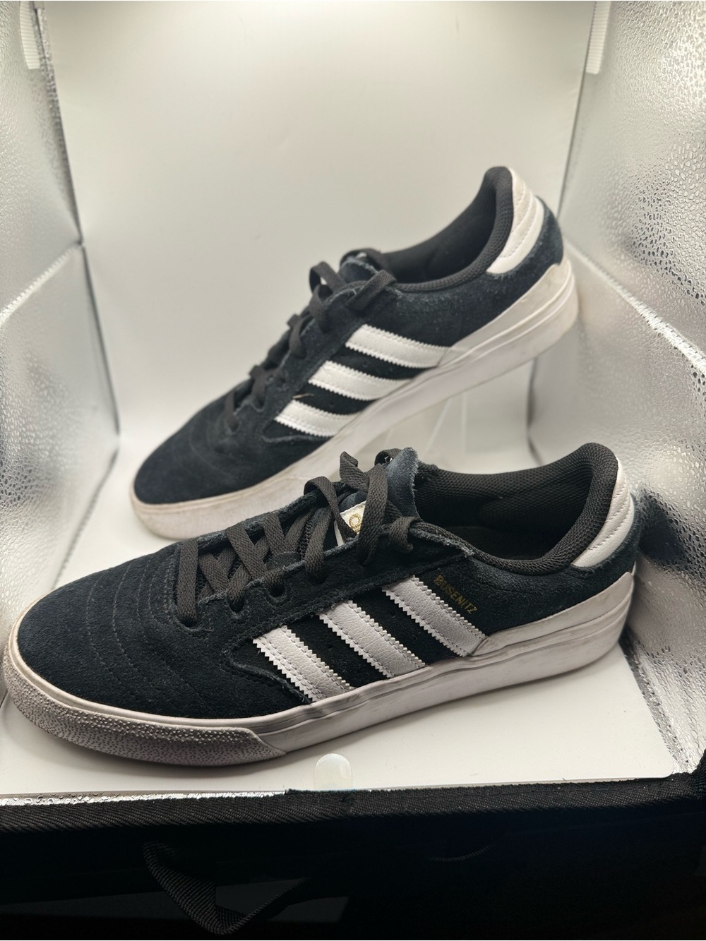 Adidas Busenitz Vulc II Skate Shoes Black White Suede Mens